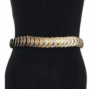 1970s Gold & Silver Tone Coin Disc Stretch Belt